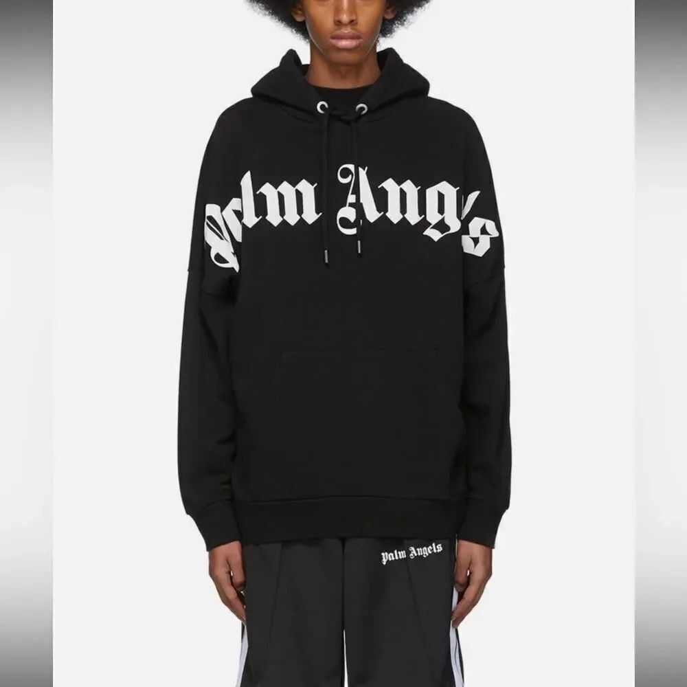 Palm Angels Graphic Print Cotton Long Sleeve Hooded Sweatshirt Size XXS